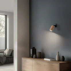 Væglamper|Væglamper ^ Luminex Nise væglampe, 1 lyskilde, sort stål, træ