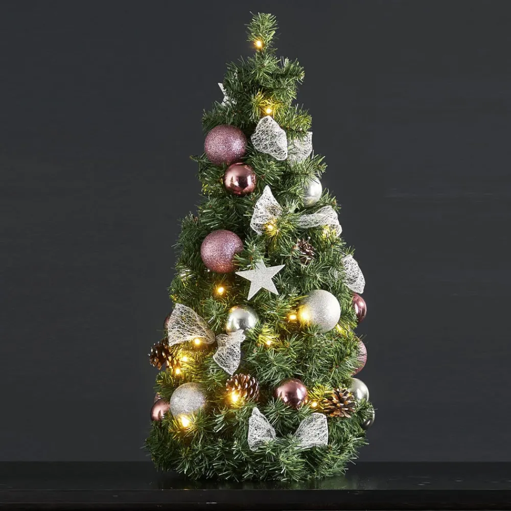 Julepynt ^ STAR TRADING Noel LED-grankogle med sølv-/pinkfarvet dekoration