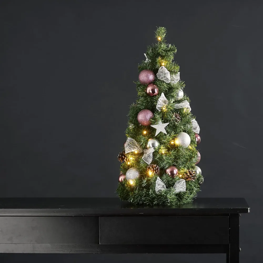 Julepynt ^ STAR TRADING Noel LED-grankogle med sølv-/pinkfarvet dekoration