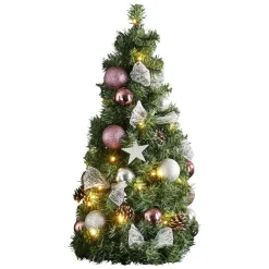Julepynt ^ STAR TRADING Noel LED-grankogle med sølv-/pinkfarvet dekoration