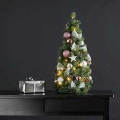 Julepynt ^ STAR TRADING Noel LED-grankogle med sølv-/pinkfarvet dekoration