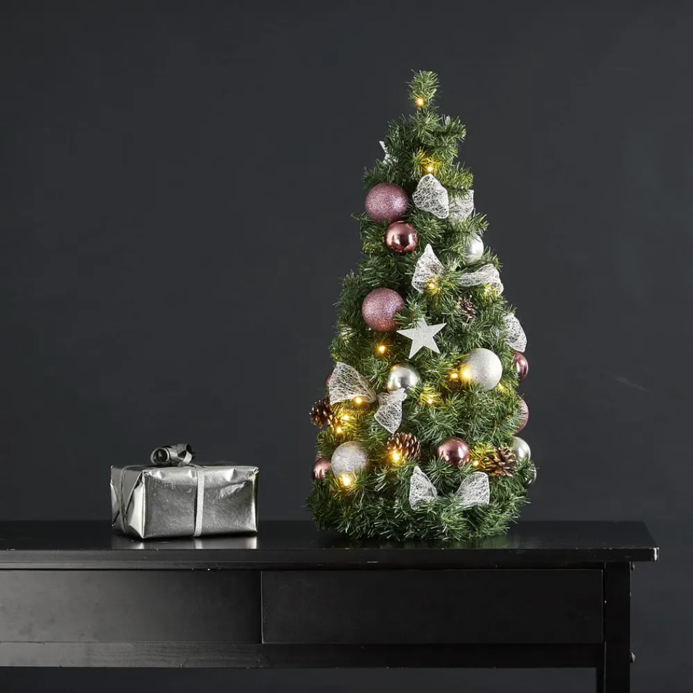 Julepynt ^ STAR TRADING Noel LED-grankogle med sølv-/pinkfarvet dekoration