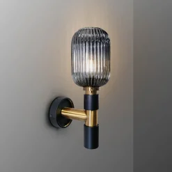 Schuller Valencia Væglamper > Norma væglampe, 42 cm, sort/messing, glas, E27