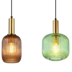 Pendellamper|Pendellamper ^ Globo Normy pendellampe, længde 115 cm, farvet, glas, 4 lyskilder.