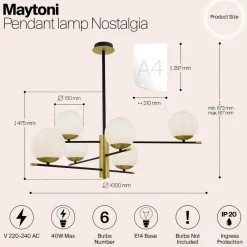 Pendellamper|Pendellamper ^ Maytoni Nostalgia hængelampe, 6 lyskilder