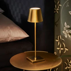 Sigor Dekorationsbelysning|Terrassebelysning > Nuindie LED genopladelig bordlampe, USB-C, guld, IP54, dæmpbar
