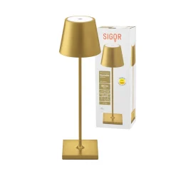Sigor Dekorationsbelysning|Terrassebelysning > Nuindie LED genopladelig bordlampe, USB-C, guld, IP54, dæmpbar