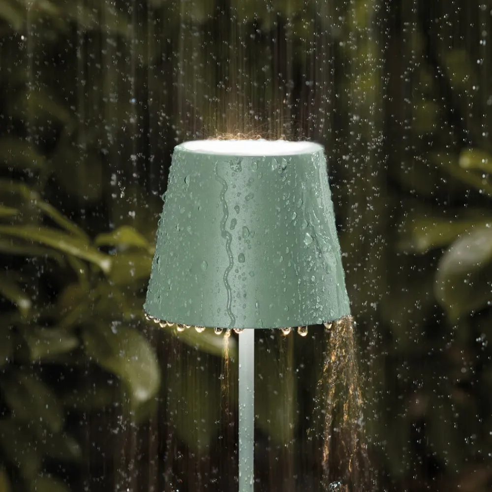 Dekorationsbelysning|Terrassebelysning ^ Sigor Nuindie LED genopladelig bordlampe, USB-C, salviegrøn, IP54, dæmpbar