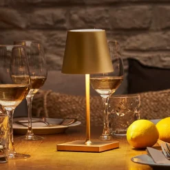 Sigor Dekorationsbelysning|Terrassebelysning > Nuindie mini LED genopladelig bordlampe, USB-C, guld, IP54, dæmpbar