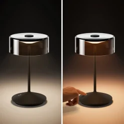 Dekorationsbelysning|Terrassebelysning ^ Sigor Numotion LED genopladelig bordlampe, sort, glas, IP54, dæmpbar