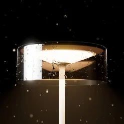 Sigor Dekorationsbelysning > Numotion LED genopladelig bordlampe, hvid, glas, IP54, dæmpbar