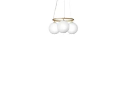Lysekroner ^ Nuura Aps Nuura lysekrone Miira 3 Circular, Ø 54 cm, messing/opal