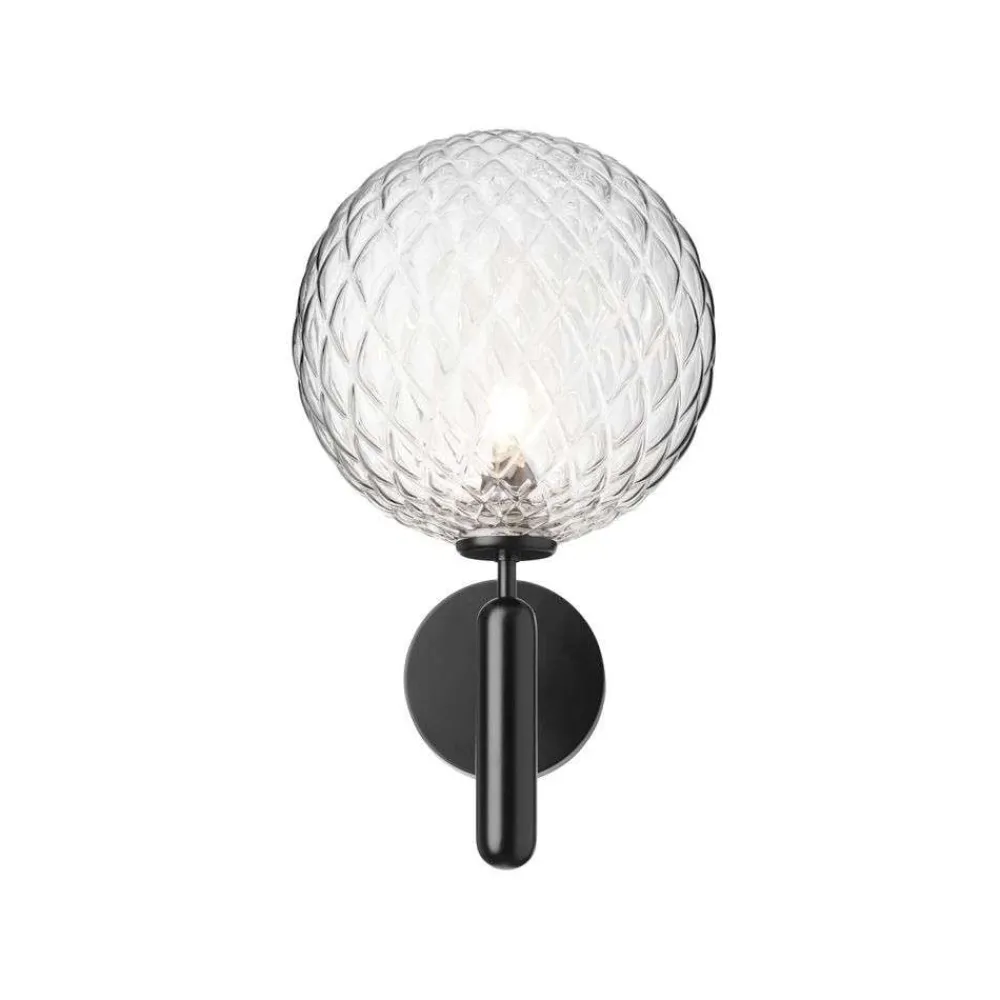 Terrassebelysning ^ Nuura Aps Nuura udendørs væglampe Miira, Ø 20 cm, sort/klar