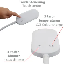 Briloner Arbejdsrum/Kontor|Gulvlamper > Office Step LED-gulvlampe, hvid, kan dæmpes, CCT