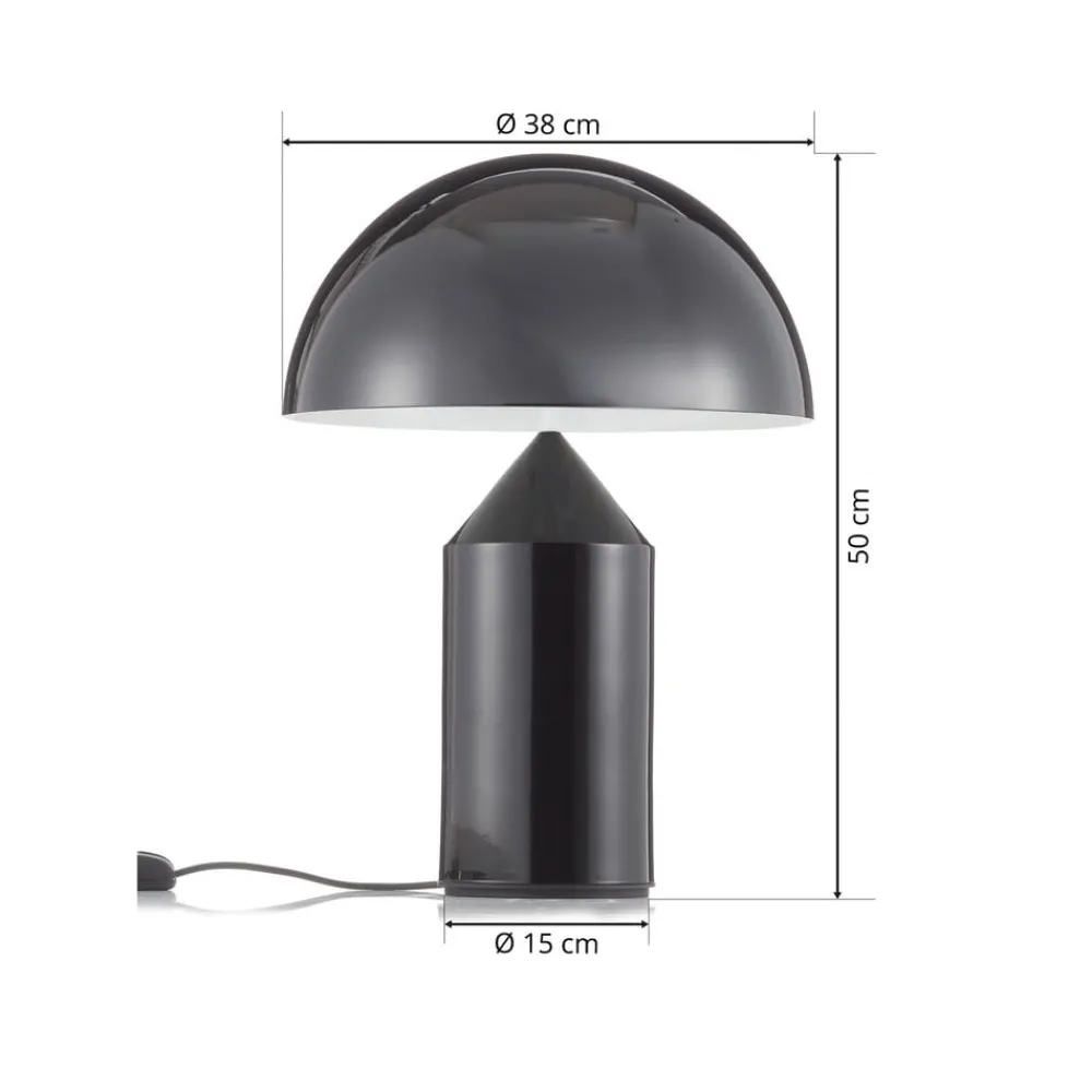 Bordlamper ^ Oluce Atollo bordlampe, dæmpbar, Ø38cm, sort