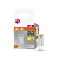 Led Pærer ^ OSRAM Base PIN LED-stiftsokkelpære G4 0,9 W 100 lm 5 stk