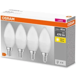 Led Pærer ^ OSRAM Base Retro LED-kerte E14 4,9 W 4 stk 2.700 K