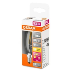 OSRAM Dæmpbar Led-Pære > Classic B LED-pære E14 4W 827 dæmpbar 3 trin