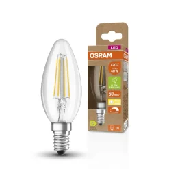 Dæmpbar Led-Pære|Filament Pære ^ OSRAM Classic LED-kerte E14 2,9W 2.700 K klar dimm
