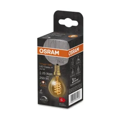 OSRAM Dæmpbar Led-Pære|Filament Pære > 1906 E14 3,4W LED dråbe 822 guld dæmpbar