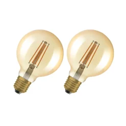 OSRAM Dæmpbar Led-Pære|Filament Pære > 1906 E27 6,5W LED G95 824 guld dæmpbar 2 stk
