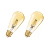 Dæmpbar Led-Pære|Filament Pære ^ OSRAM 1906 E27 6,5W LED ST64 824 guld dæmpbar 2 stk