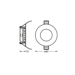 OSRAM Indbygningsspots|Spotlights > indbygget loftlampe med LED SLIM, Ø 9 cm, 6.500 K, hvid