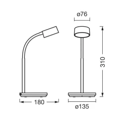 Arbejdsrum/Kontor|Bordlamper ^ OSRAM LED-bordlampe Office Line Desk Cylinder hvid CCT dæmpbar