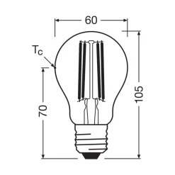 Led Pærer ^ OSRAM LED-filamentpære E27 3,8W 4000K dæmpbar