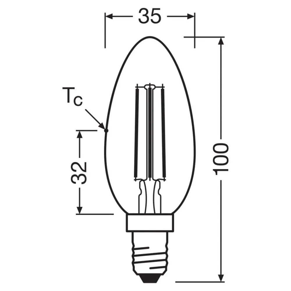 OSRAM Filament Pære > LED-filamentpære E14 3,8W 2700K 806lm