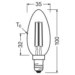 Filament Pære|Led Pærer ^ OSRAM LED-filamentpære E14 3,8W 4000K 806lm
