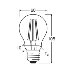 OSRAM Filament Pære > LED-filamentpære E27 7W 827 6-pak