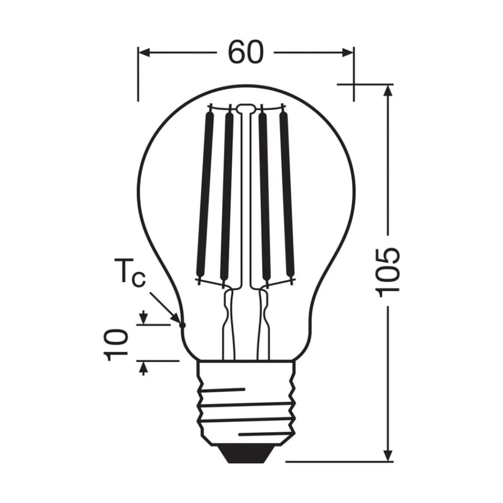 Filament Pære ^ OSRAM LED glødepære E27 7,2W filament 2,700K 1521lm 2-pack