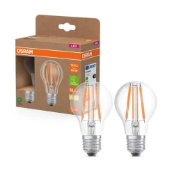 Filament Pære ^ OSRAM LED glødepære E27 7,2W filament 2,700K 1521lm 2-pack