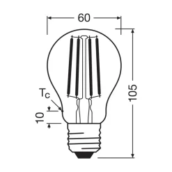 Filament Pære|Led Pærer ^ OSRAM LED glødepære E27 3,8W Filament 2,700K 806lm 2-pak