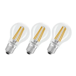 Led Pærer ^ OSRAM LED glødepære Filament E27 3,8W 827 energiklasse A 3-pak