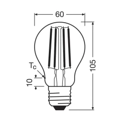 Led Pærer ^ OSRAM LED glødepære Filament E27 3,8W 827 energiklasse A 3-pak
