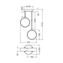 Pendellamper ^ OSRAM LED-hængelampe Decor Circle, 2 lyskilder, CCT, sort