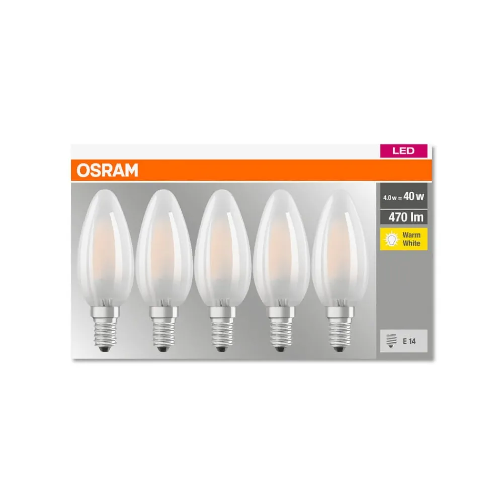 OSRAM Led Pærer > LED-kertepære E14 4 W 2.700 K 470 lm 5 stk