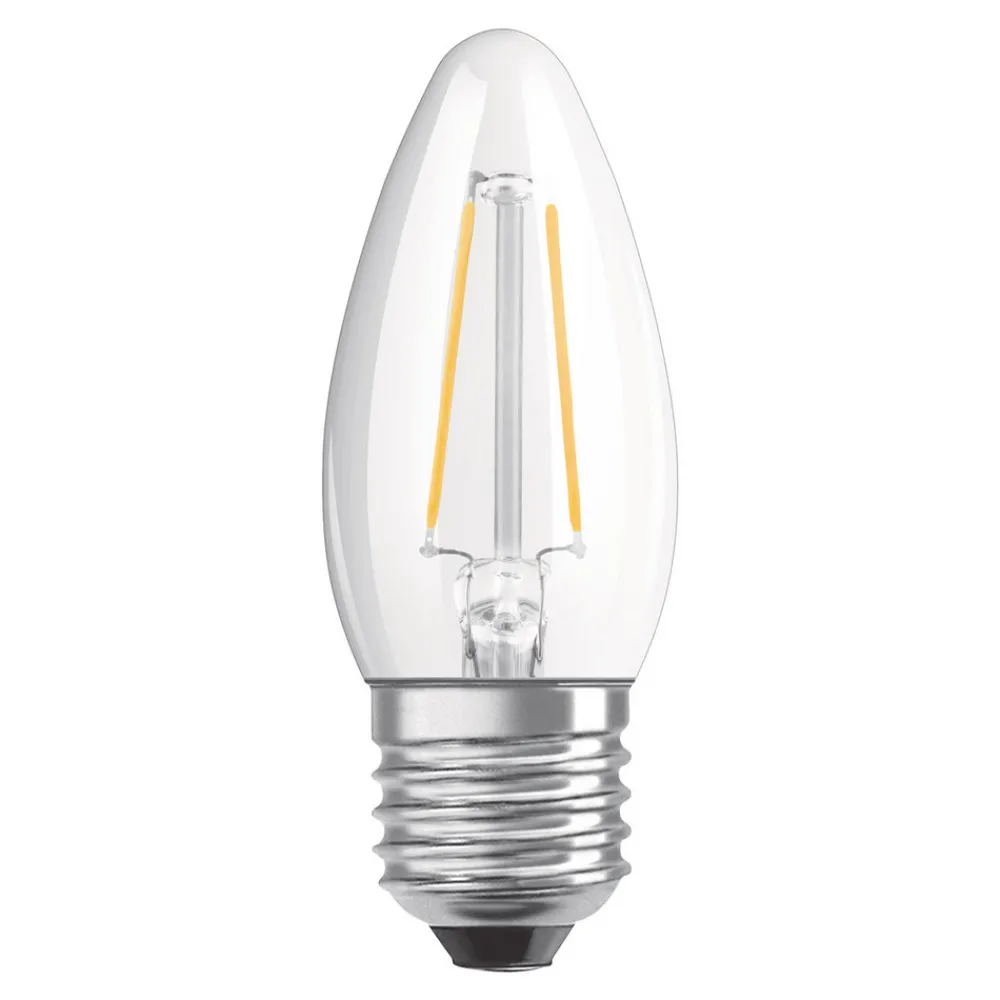 OSRAM Dæmpbar Led-Pære|Filament Pære > LED-kertepære E27 4,8W varmhvid dæmpes klar