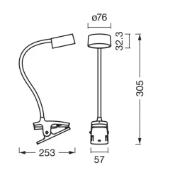 OSRAM Arbejdsrum/Kontor > LED-klemmelampe Office Line Cylinder sort CCT dæmpbar