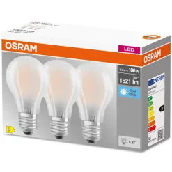Led Pærer ^ OSRAM LED-pære E27 Base CL A 11 W 4.000 K mat 3 st