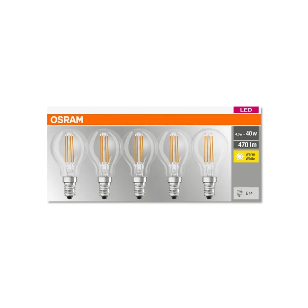 OSRAM Led Pærer > LED-pære E14 P40 4 W filament 827 470 lm 5