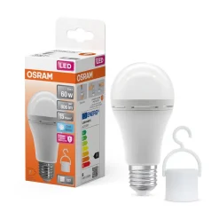OSRAM Led Pærer > LED-pære E27 8W mat 2700K genopladeligt batteri nødlys