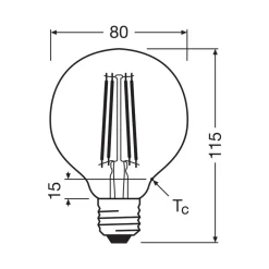 Filament Pære ^ OSRAM LED-pære Globe G80 E27 2,2W Filament 4,000K