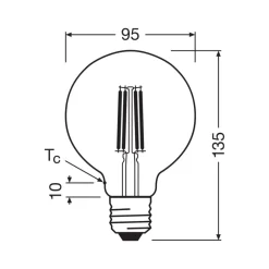 Filament Pære ^ OSRAM LED-pære Globe G95 E27 3,8W Filament 2,700K