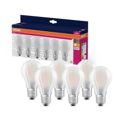 Filament Pære|Led Pærer ^ OSRAM LED-pære mat E27 6,5W 827 6-pak