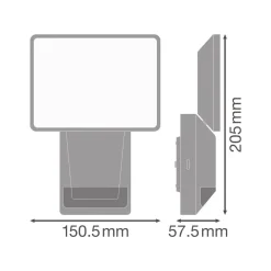 OSRAM Væglampe Med Sensor|Udendørs Spot > LED-sensor-udendørs spotlampe ENDURA PRO FLOOD, grå, 15 W