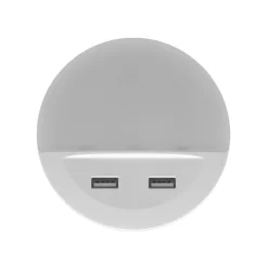 Natlys ^ OSRAM LED-stikkontaktnattelys LUNETTA USB, hvid, Ø 9 cm