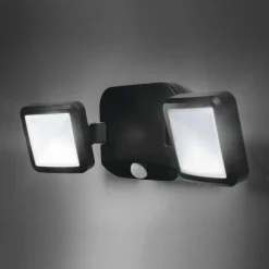 OSRAM Væglampe Med Sensor|Udendørs Spot > LED-udendørs vægspot DOUBLE, sort 2 lyskilder, batteri